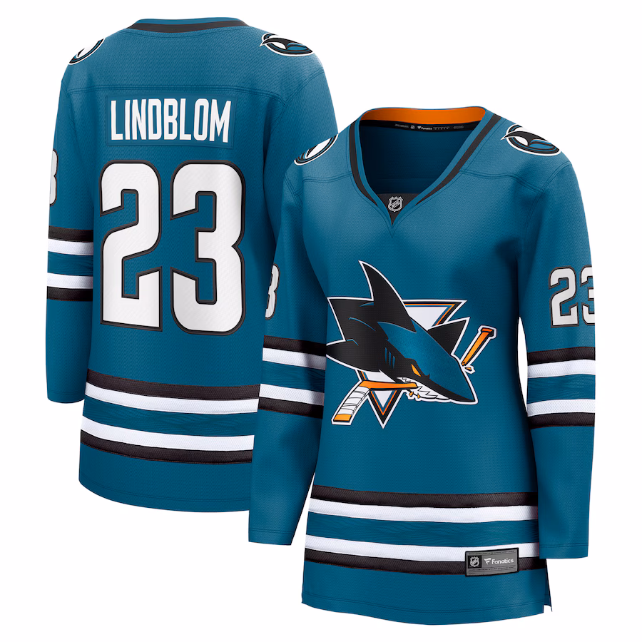 Women's San Jose Sharks Oskar Lindblom Fanatics Teal Home Breakaway Player Jersey - U-jersey