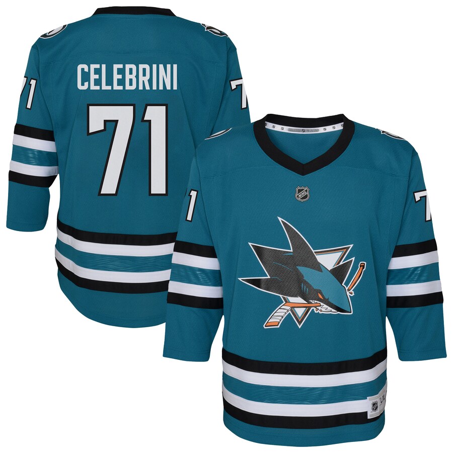 Youth San Jose Sharks Macklin Celebrini Teal Alternate Replica Player Jersey - U-jersey