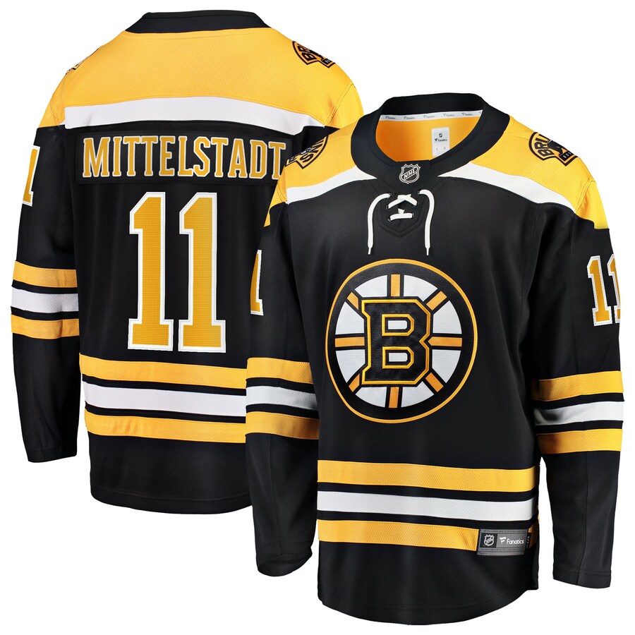 Men's Boston Bruins Casey Mittelstadt Fanatics Black Home Breakaway Jersey - U-jersey