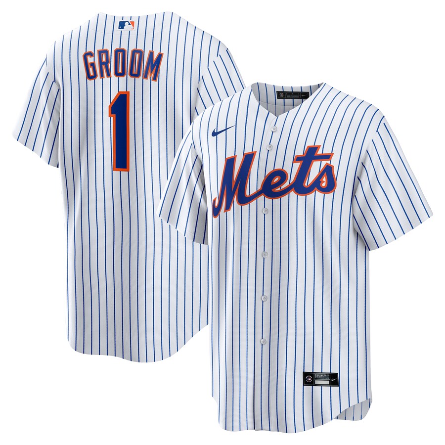 Men's New York Mets Nike White #1 Groom Home Replica Jersey - U-jersey