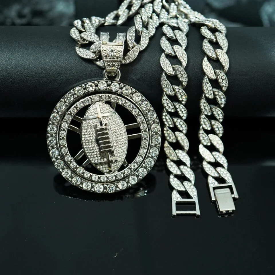 Rotating Super Bowl Football Pendant Necklace - U-jersey