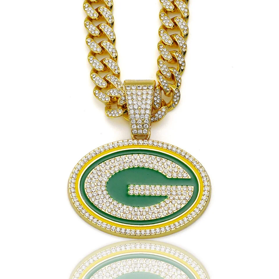 Green Bay Packers Football Necklace for Fans - U-jersey