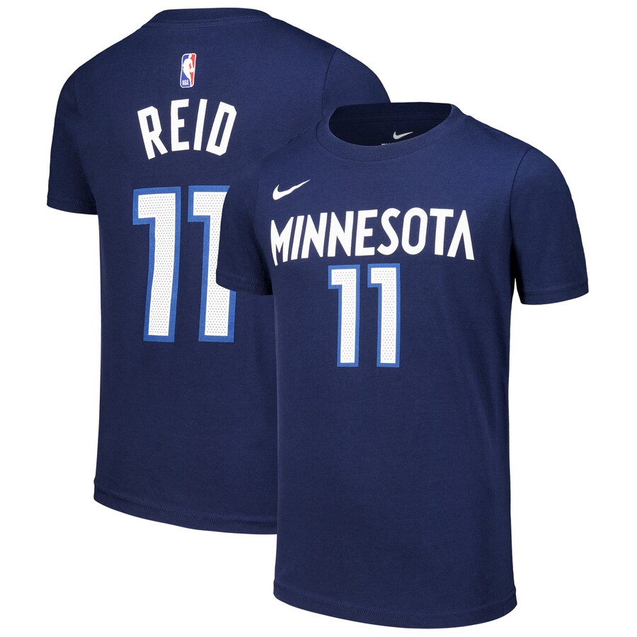 Youth Minnesota Timberwolves Naz Reid Nike Navy Icon Edition Name & Number T-Shirt - U-jersey
