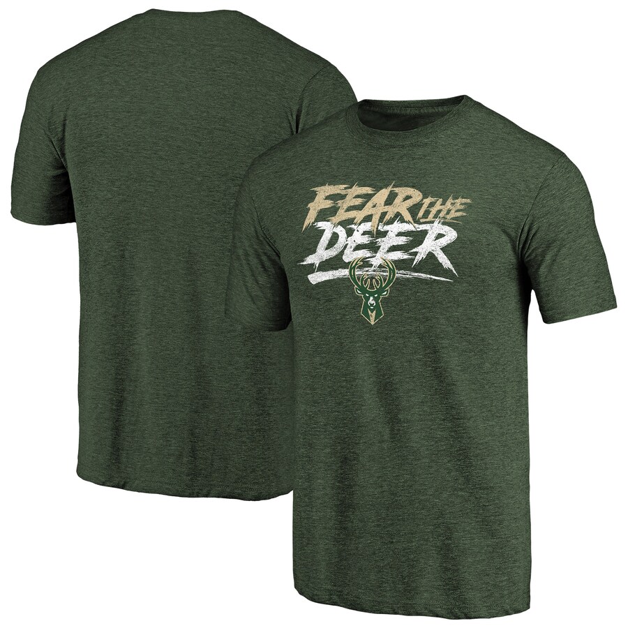 Men's Milwaukee Bucks Green Fear the Deer Hometown Collection Tri-Blend T-Shirt - U-jersey