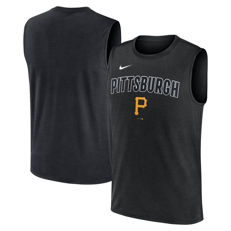 Men's Pittsburgh Pirates Nike Black Knockout Performance Muscle Tank Top - U-jersey