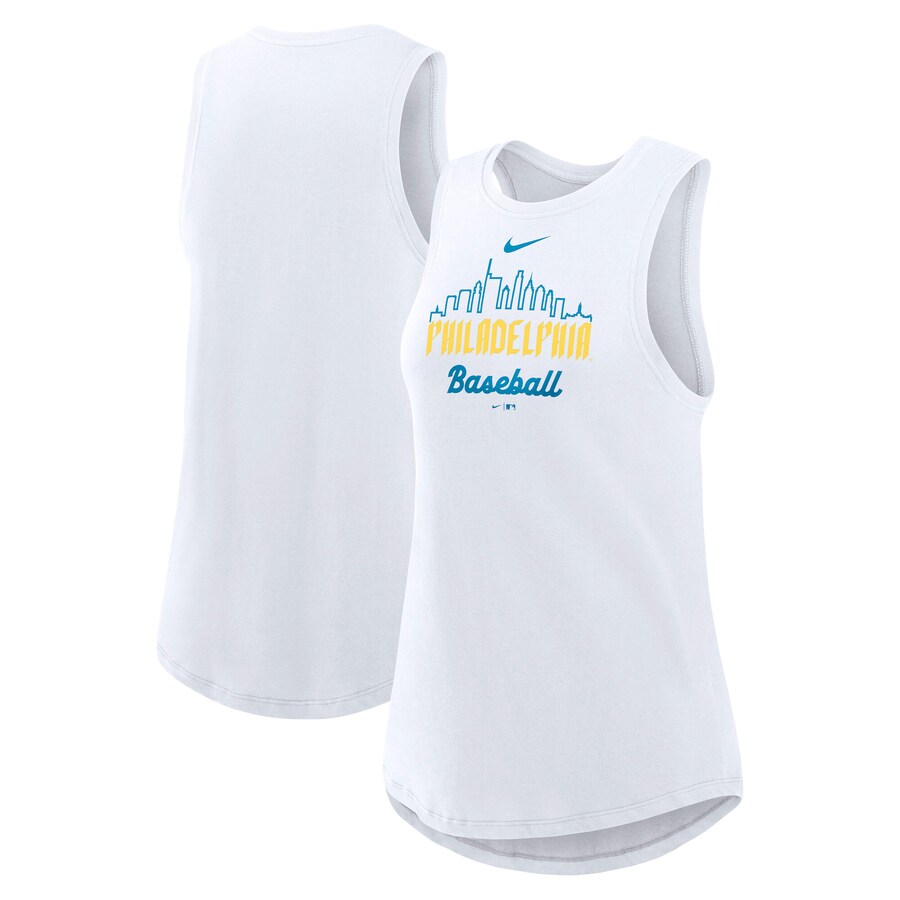 Women's Philadelphia Phillies Nike White City Connect Tricode High Neck Performance Tank Top - U-jersey