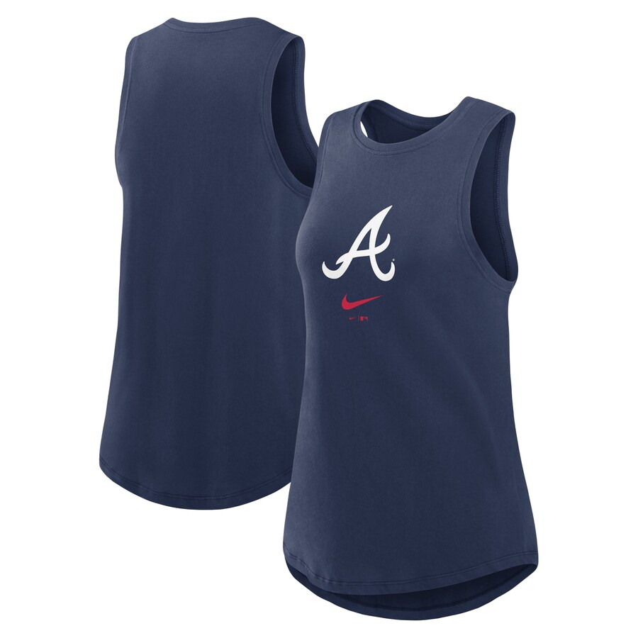 Women's Atlanta Braves Nike Navy Legacy Icon High Neck Performance Tank Top - U-jersey