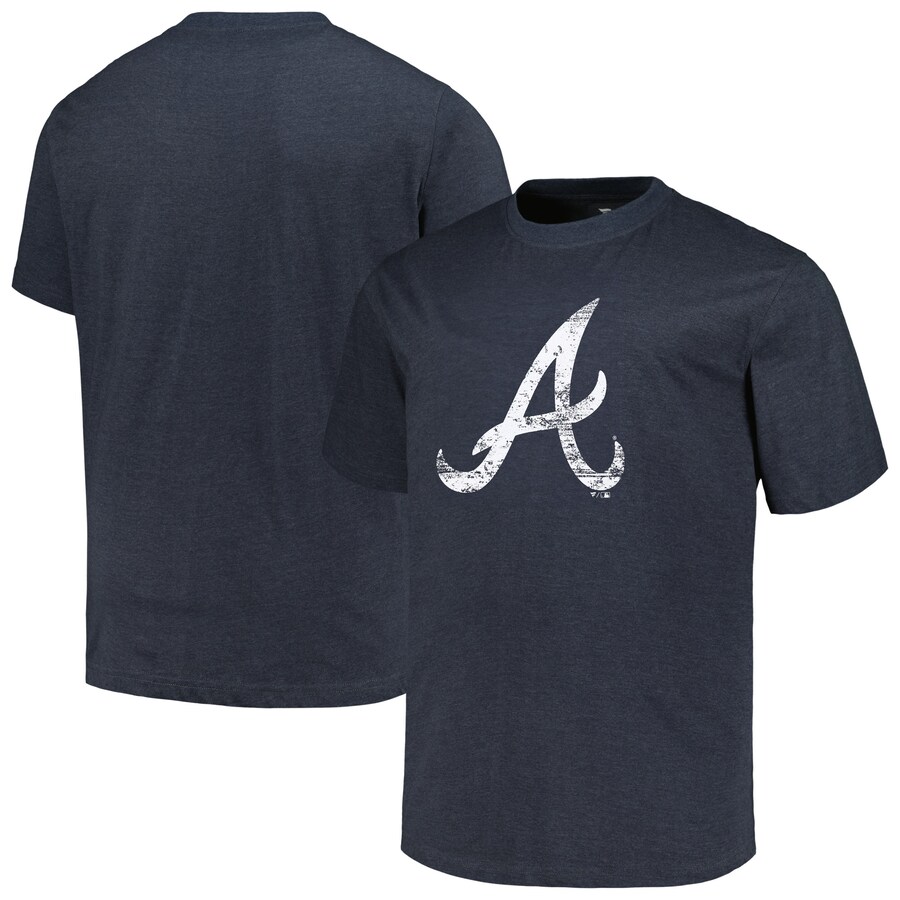 Men's Atlanta Braves Profile Heather Navy Big & Tall Weathered Logo T-Shirt - U-jersey