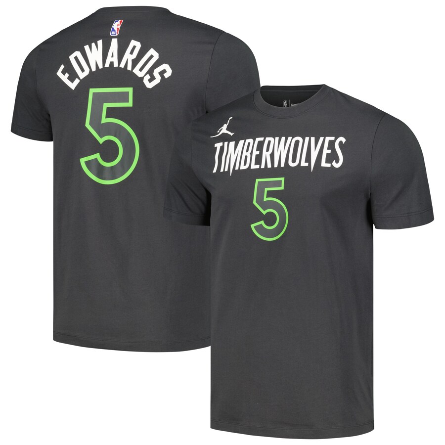 Men's Minnesota Timberwolves Anthony Edwards Jordan Brand Charcoal 2022/23 Statement Edition Name & Number T-Shirt - U-jersey