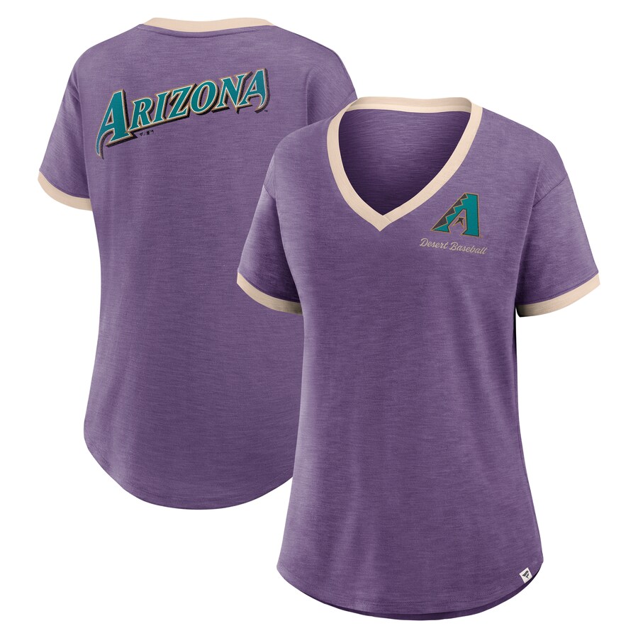 Women's Arizona Diamondbacks Fanatics Purple Binge Worthy Stadium Slub V-Neck T-Shirt - U-jersey