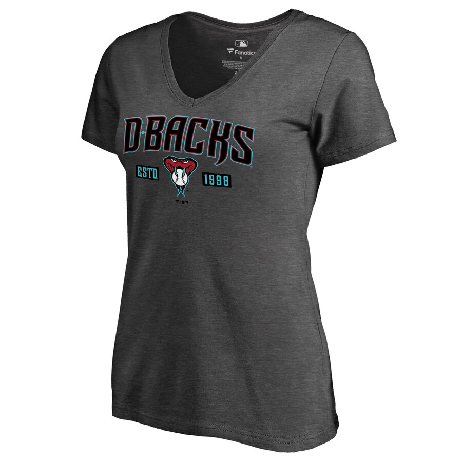 Women's Arizona Diamondbacks Heathered Gray Hometown Collection Snakeskin V-Neck T-Shirt - U-jersey