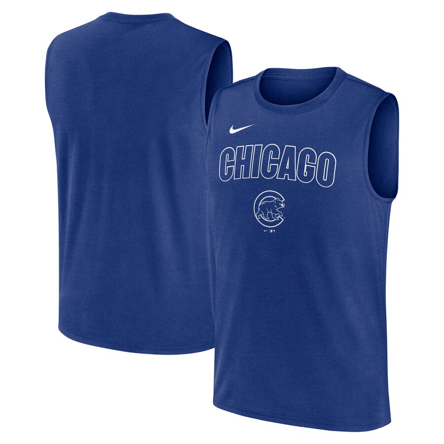 Men's Chicago Cubs Nike Royal Knockout Performance Muscle Tank Top - U-jersey