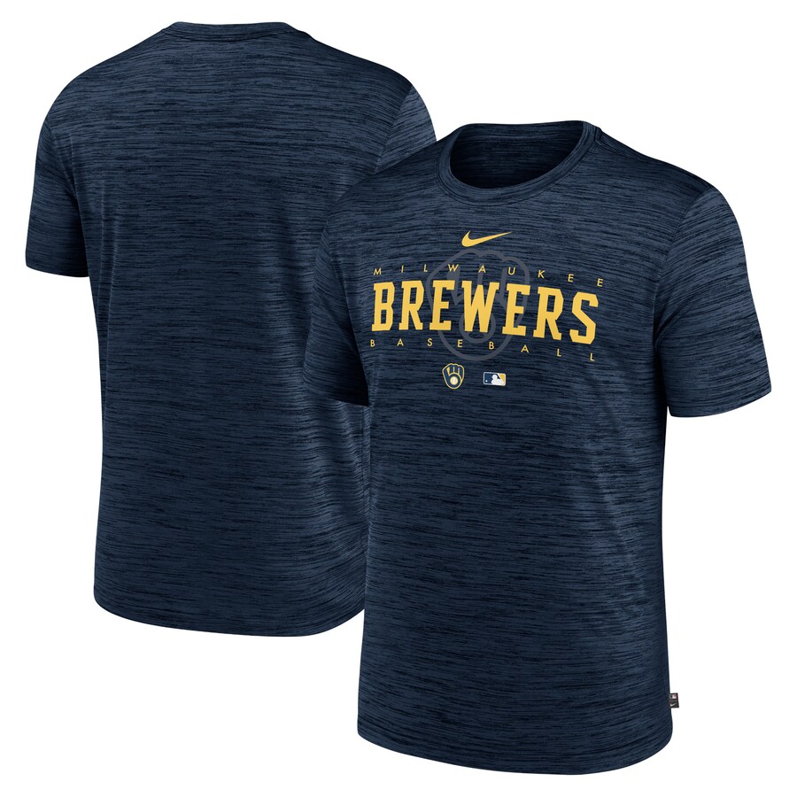 Men's Milwaukee Brewers Nike Navy Authentic Collection Velocity Performance Practice T-Shirt - U-jersey