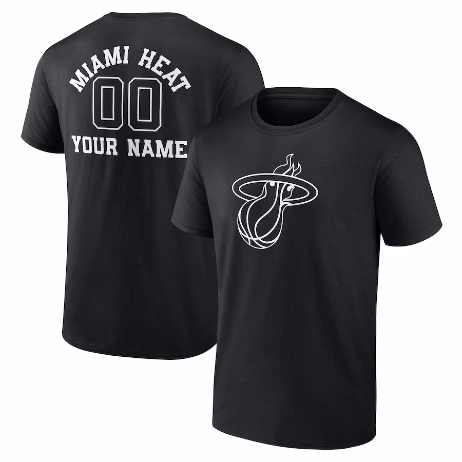 Men's Miami Heat Black Personalized Name & Number Monochrome T-Shirt - U-jersey