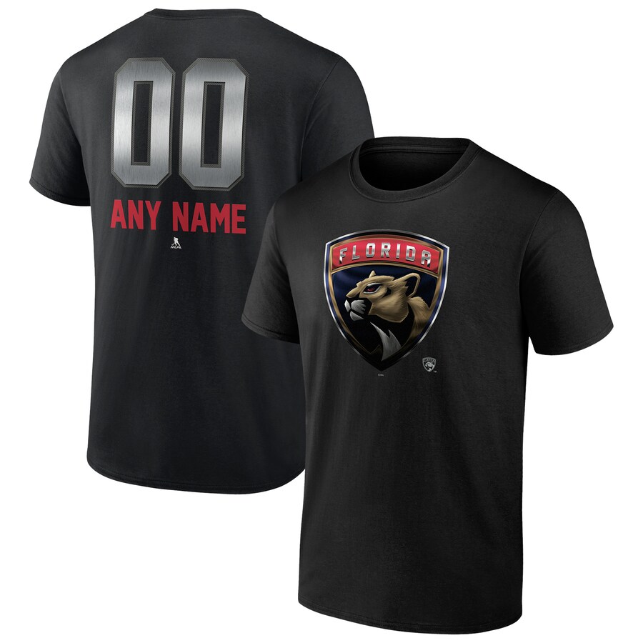 Men's Florida Panthers Black Personalized Midnight Mascot Logo T-Shirt - U-jersey