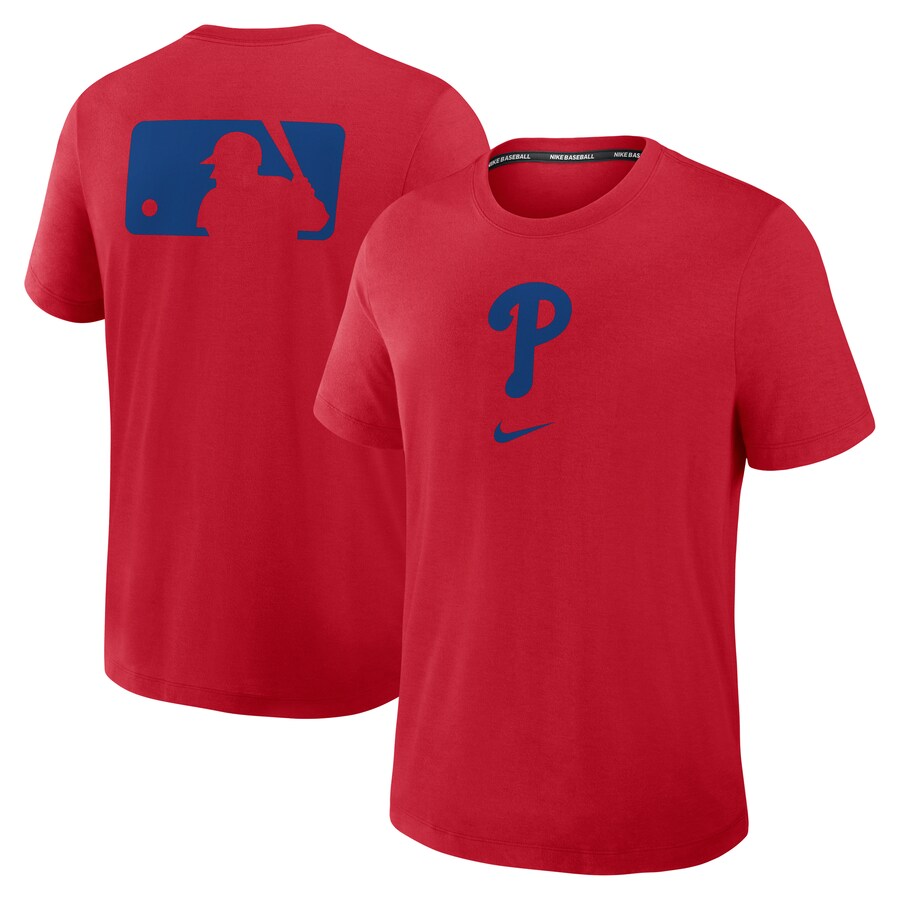 Men's Philadelphia Phillies Nike Red Authentic Collection Early Work Tri-Blend Performance T-Shirt - U-jersey