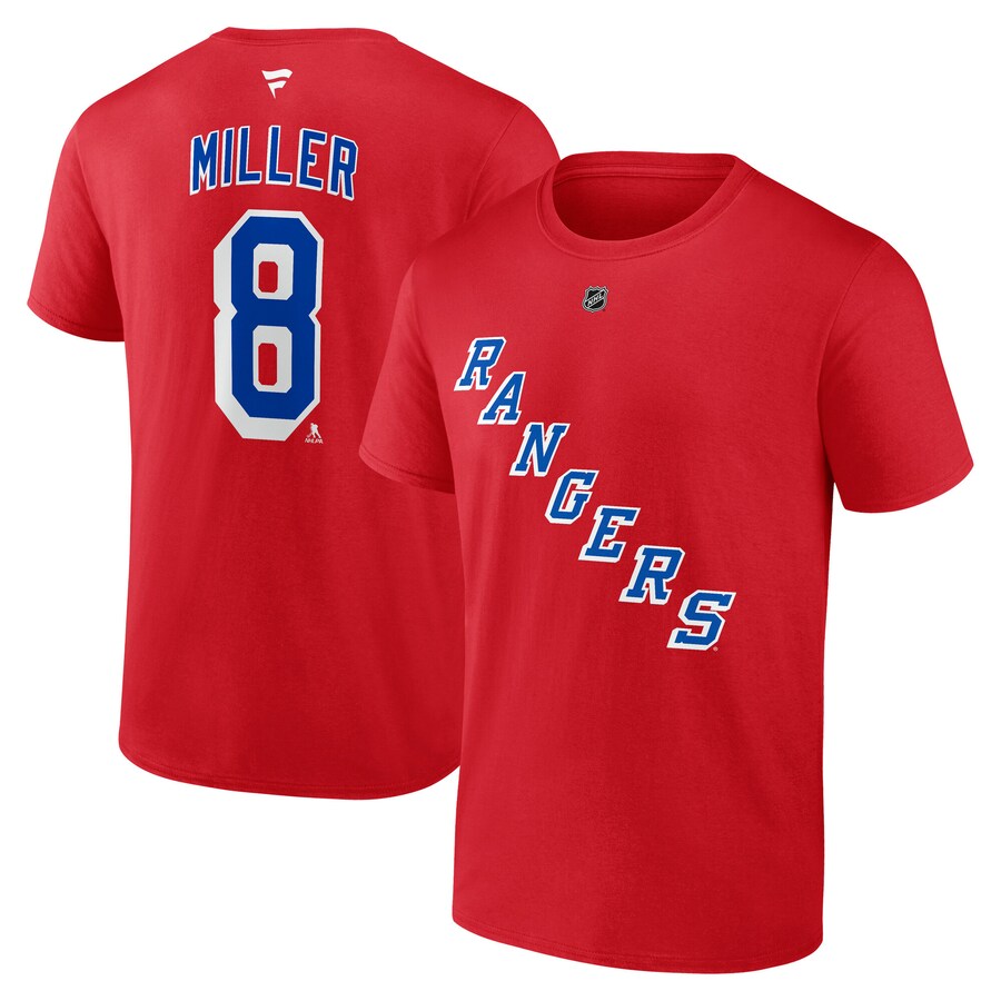 Men's New York Rangers J.T. Miller Fanatics Red Authentic Stack Name & Number T-Shirt - U-jersey
