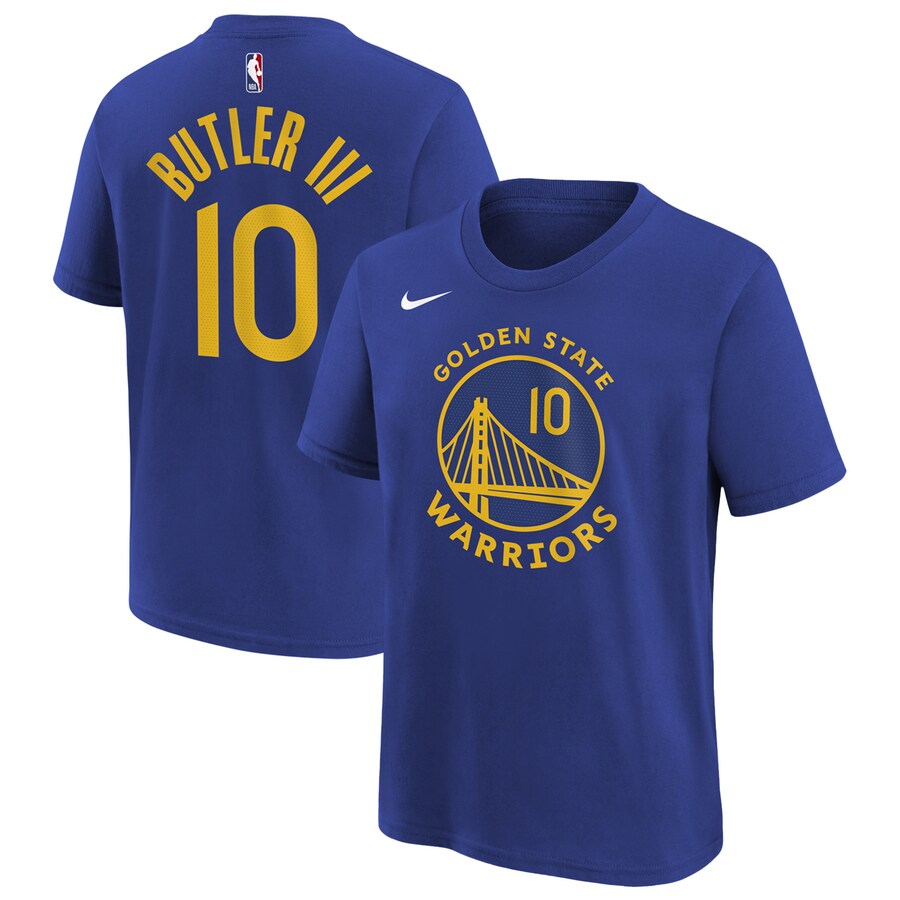 Youth Golden State Warriors Jimmy Butler III Nike Royal Icon Edition Name & Number T-Shirt - U-jersey