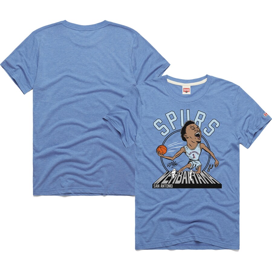 Unisex San Antonio Spurs Victor Wembanyama Homage Light Blue 2024/25 City Edition Caricature Tri-Blend T-Shirt - U-jersey