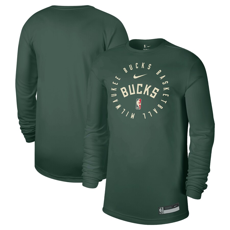 Men's Milwaukee Bucks Nike Hunter Green 2024/25 Legend On-Court Practice Long Sleeve T-Shirt - U-jersey