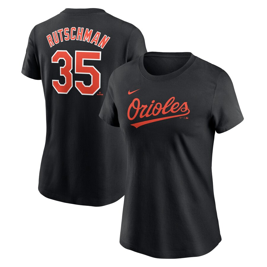 Women's Baltimore Orioles Adley Rutschman Nike Black Fuse Name & Number T-Shirt - U-jersey