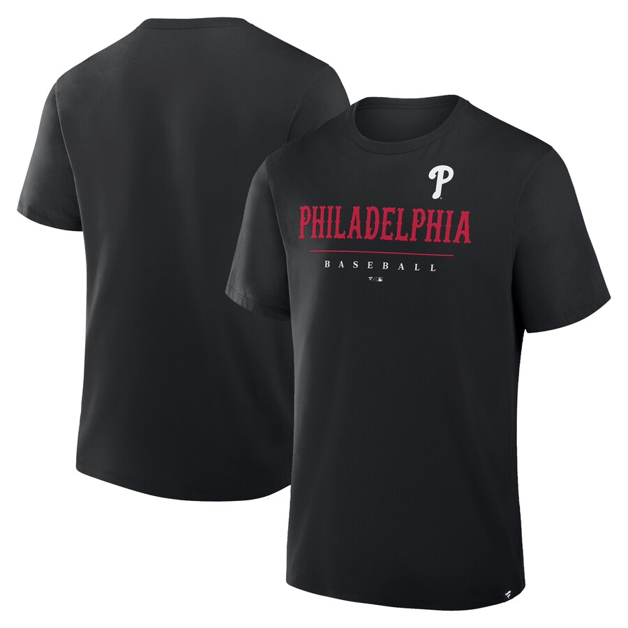 Men's Philadelphia Phillies Fanatics Black Color Pop Legacy Clubhouse T-Shirt - U-jersey