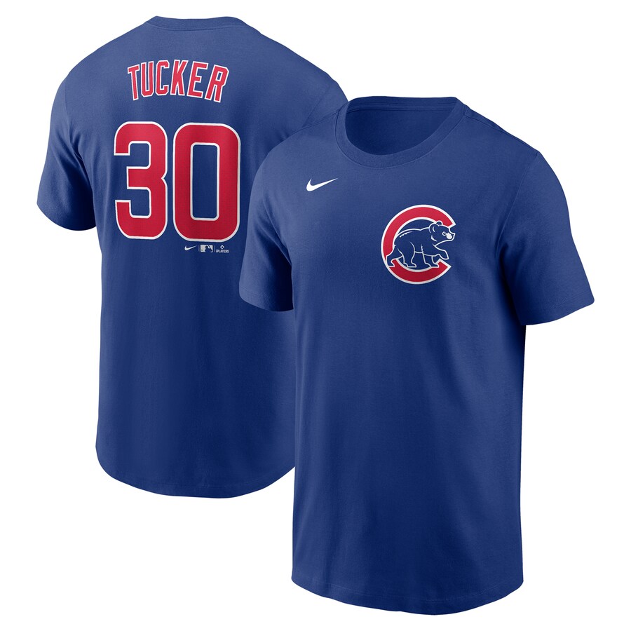 Men's Chicago Cubs Kyle Tucker Nike Blue Fuse Name & Number T-Shirt - U-jersey
