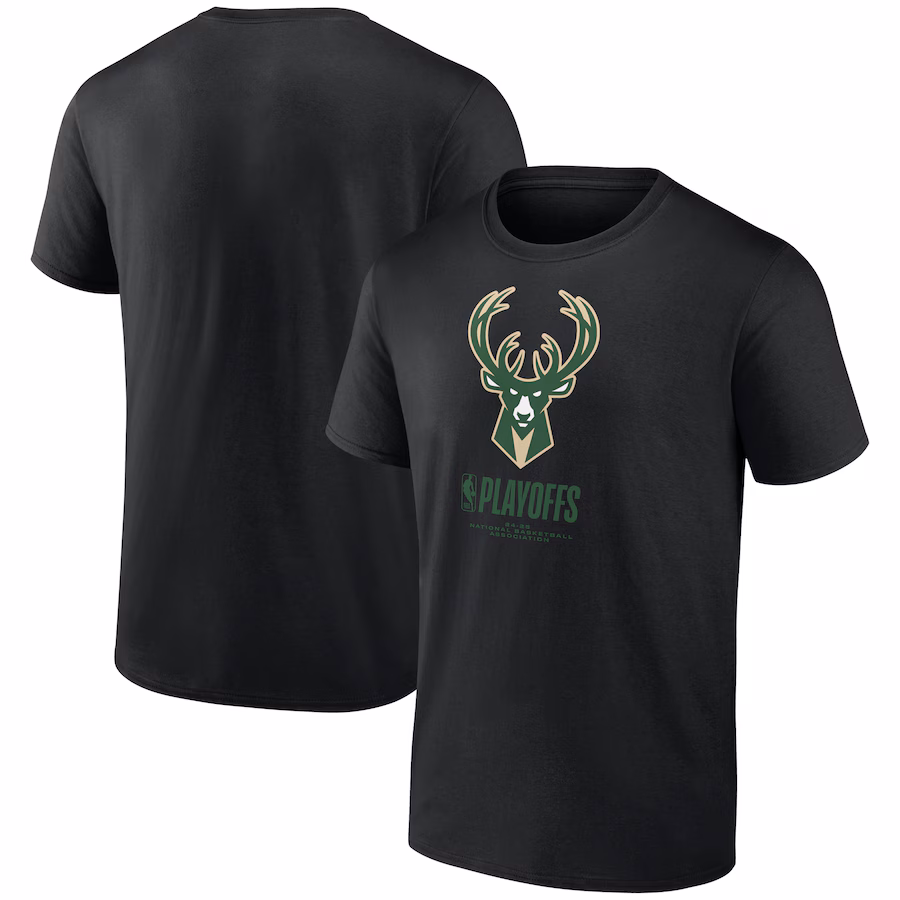 Men's  Milwaukee Bucks Black 2025 NBA Playoffs Alley Oop T-Shirt - U-jersey