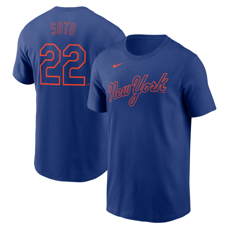 Men's New York Mets Juan Soto Nike Royal Fuse Name & Number T-Shirt - U-jersey