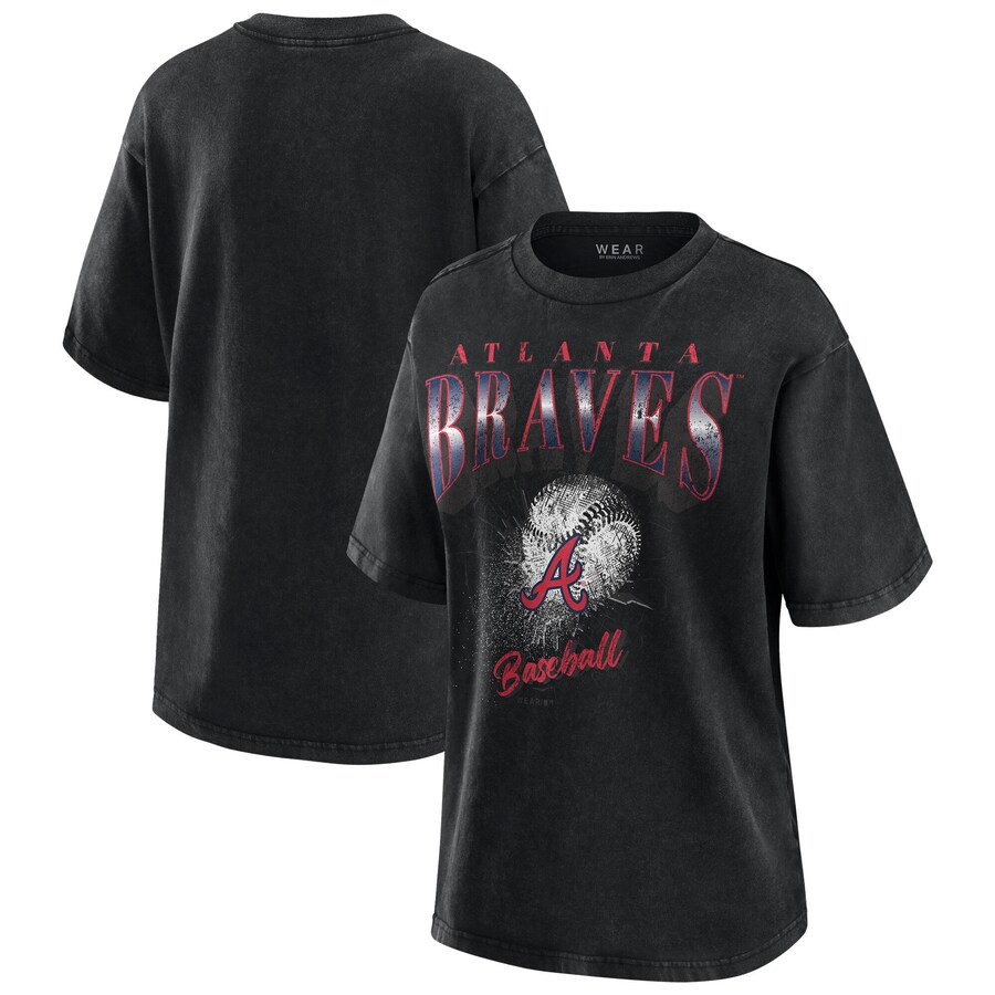 Women's Atlanta Braves WEAR by Erin Andrews Charcoal Boyfriend T-Shirt - U-jersey