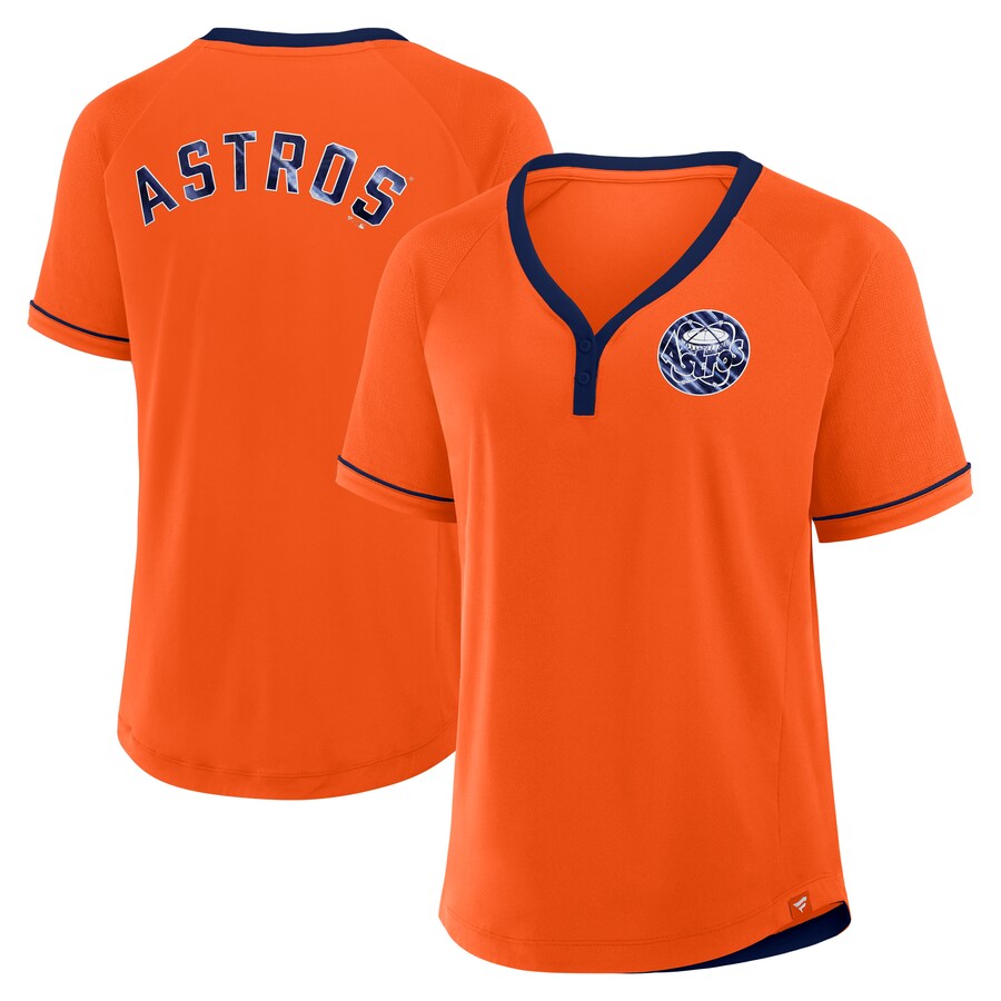 Women's Houston Astros Fanatics Orange Cooperstown Collection League Diva Raglan V-Neck T-Shirt - U-jersey