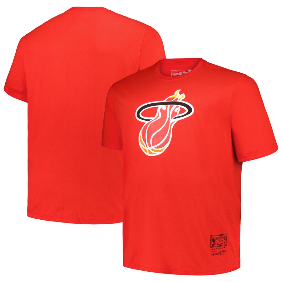 Men's Miami Heat Mitchell & Ness Red Big & Tall Hardwood Classics Vintage Logo T-Shirt - U-jersey