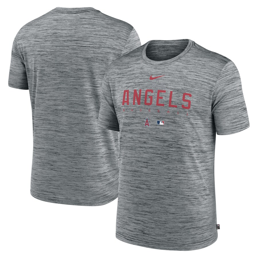 Men's Los Angeles Angels Nike Heather Gray Authentic Collection Velocity Performance Practice T-Shirt - U-jersey