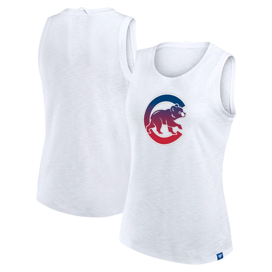 Women's Chicago Cubs Fanatics White Activate Slub Tank Top - U-jersey