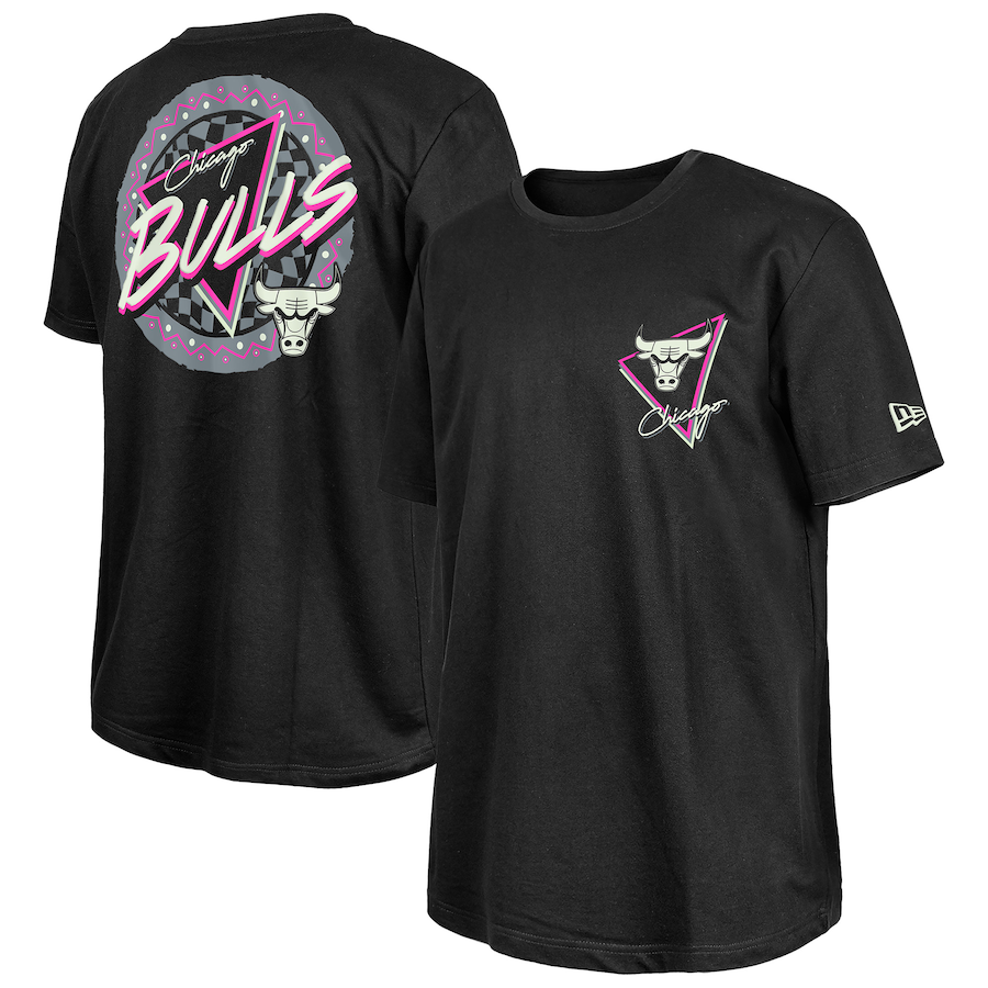 Men's Chicago Bulls  New Era Black Glow-in-the-Dark T-Shirt - U-jersey