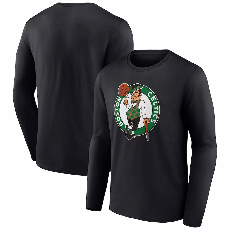 Men's Boston Celtics Black Primary Logo Long Sleeve T-Shirt - U-jersey