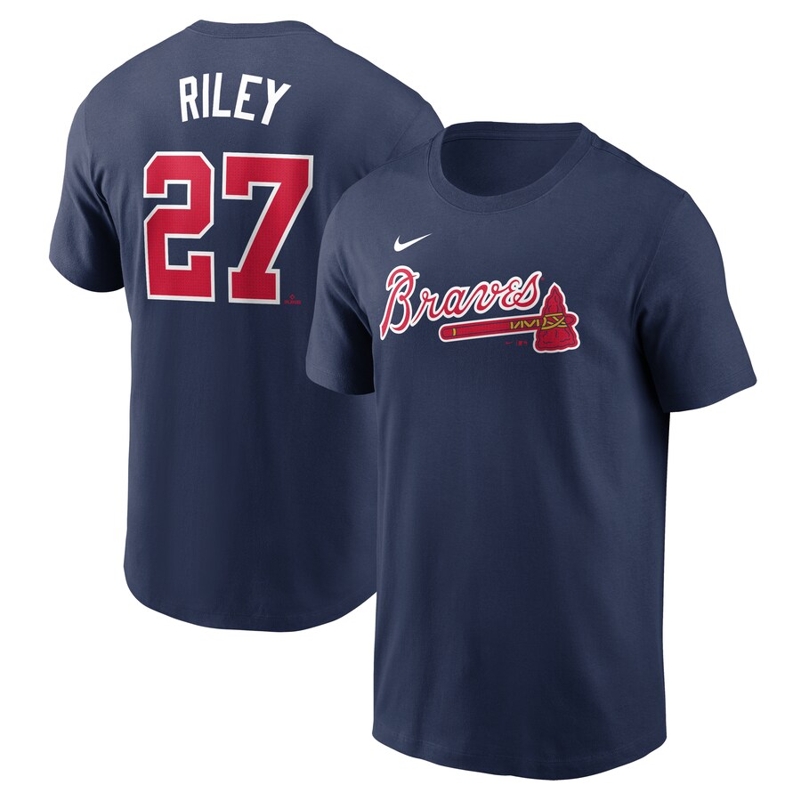 Men's Atlanta Braves Austin Riley Nike Navy Fuse Name & Number T-Shirt - U-jersey