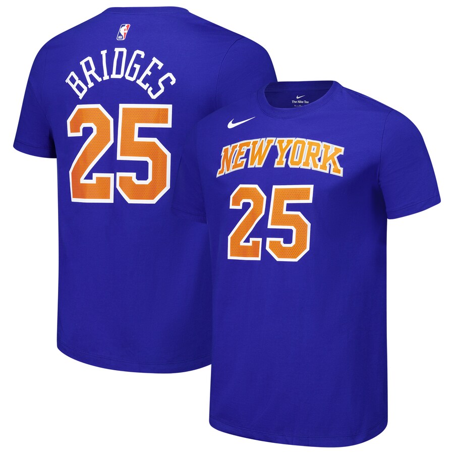 Unisex New York Knicks Mikal Bridges Nike Blue Name & Number T-Shirt - U-jersey