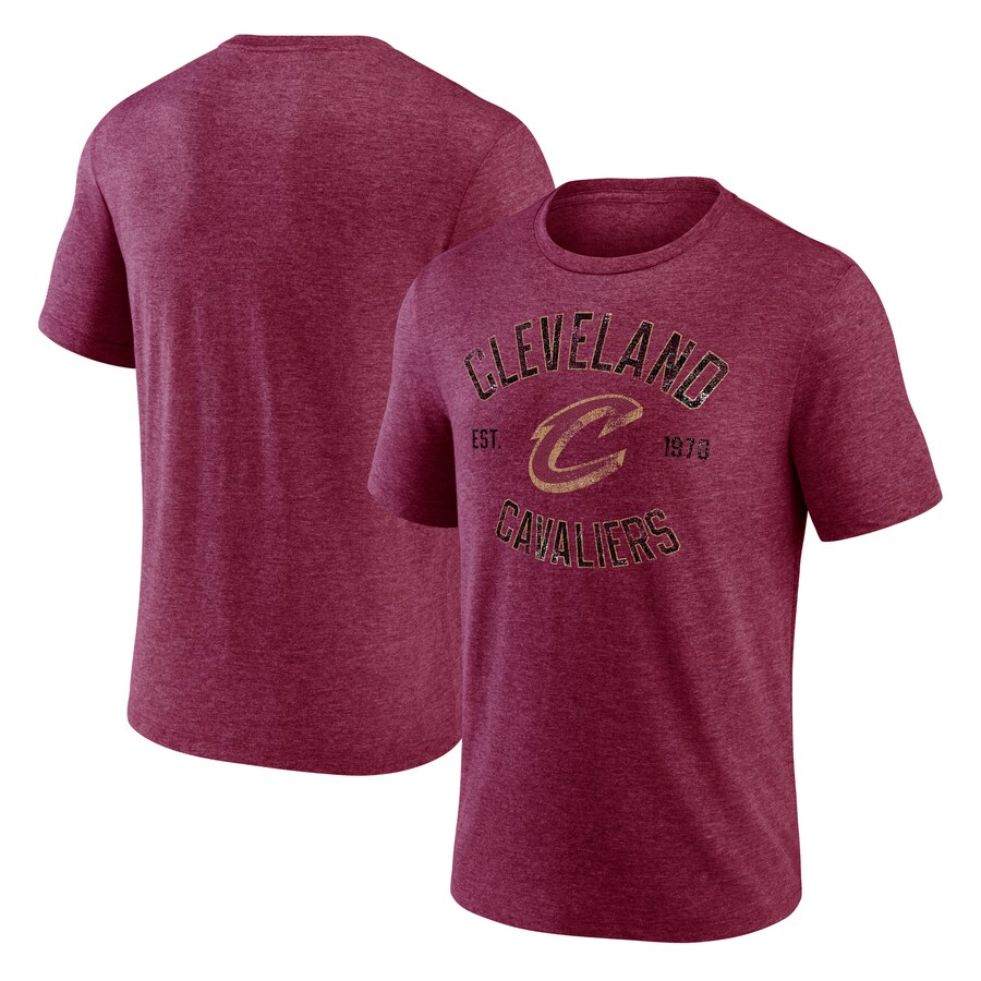 Men's Cleveland Cavaliers  Wine Heritage Tri-Blend T-Shirt - U-jersey
