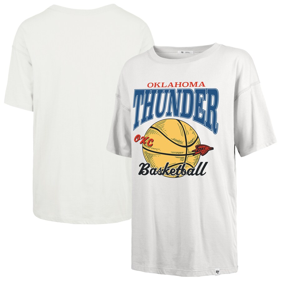 Women's Oklahoma City Thunder  '47 White City Edition Down Court Sadie T-Shirt - U-jersey