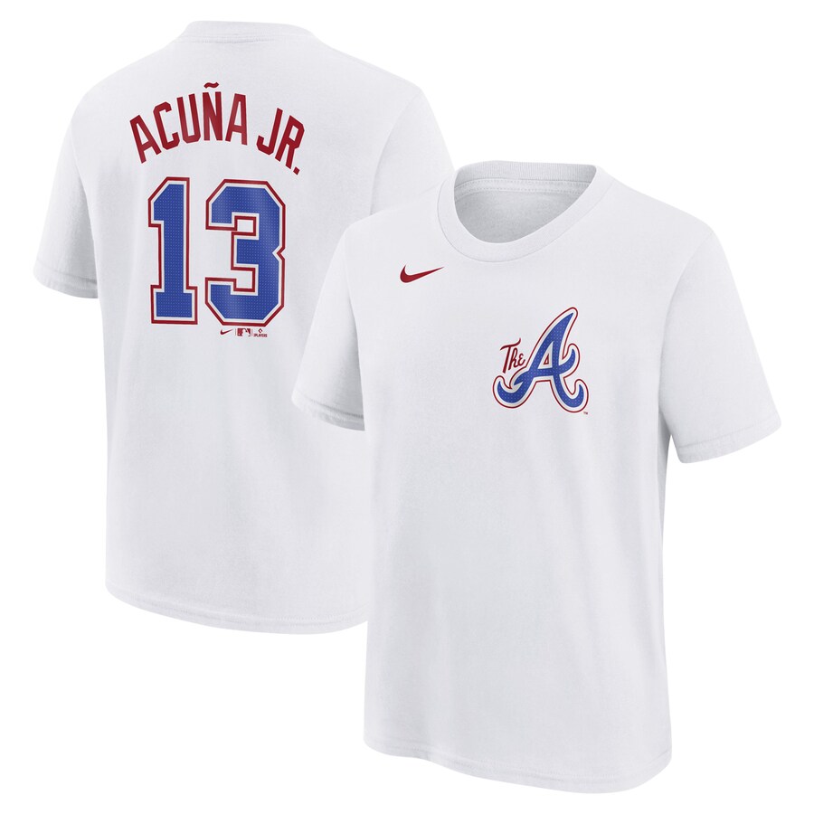 Youth Atlanta Braves Ronald Acuña Jr. Nike White Fuse City Connect Name & Number T-Shirt - U-jersey