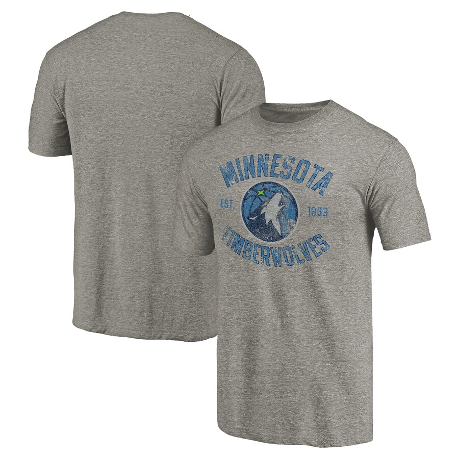 Men's Minnesota Timberwolves Gray Team Heritage Tri-Blend T-Shirt - U-jersey