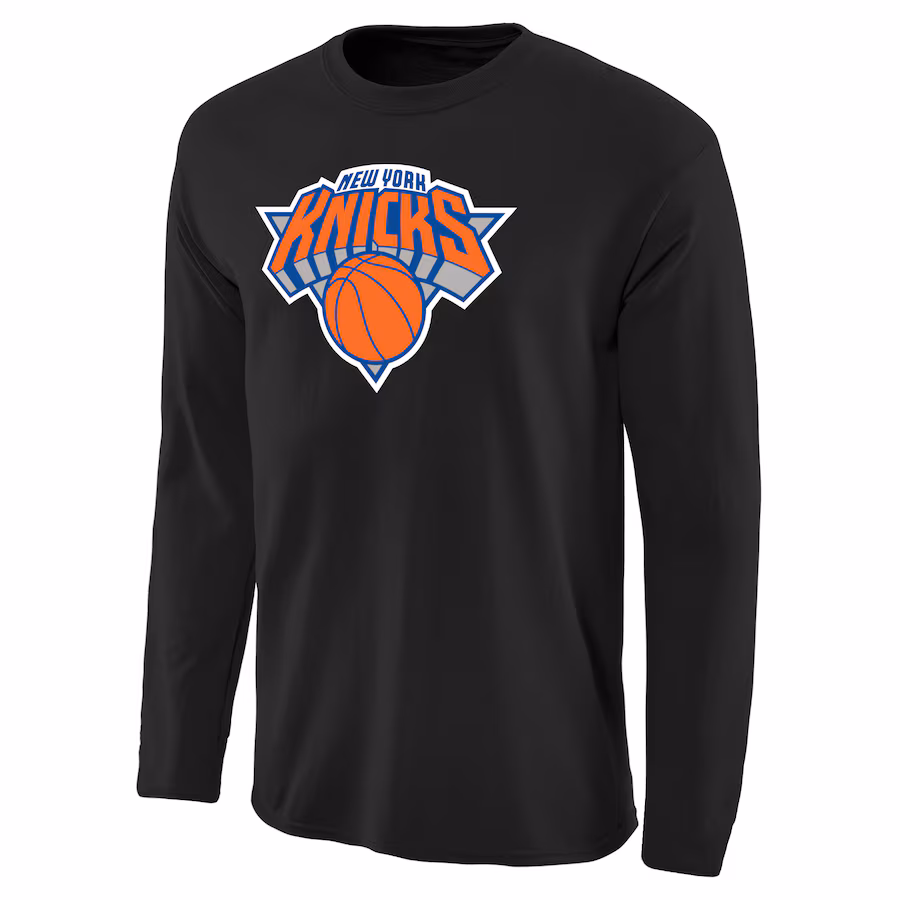 Men's New York Knicks Black Primary Logo Long Sleeve T-Shirt - U-jersey