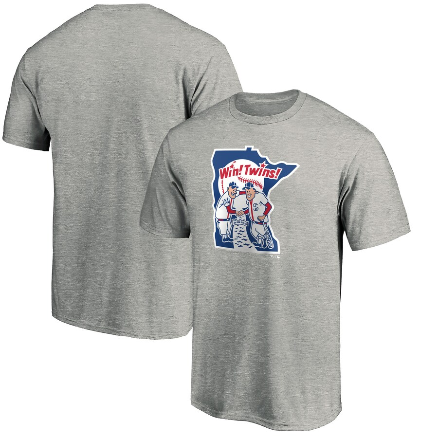 Men's Minnesota Twins Heathered Gray Cooperstown Collection Huntington Logo T-Shirt - U-jersey