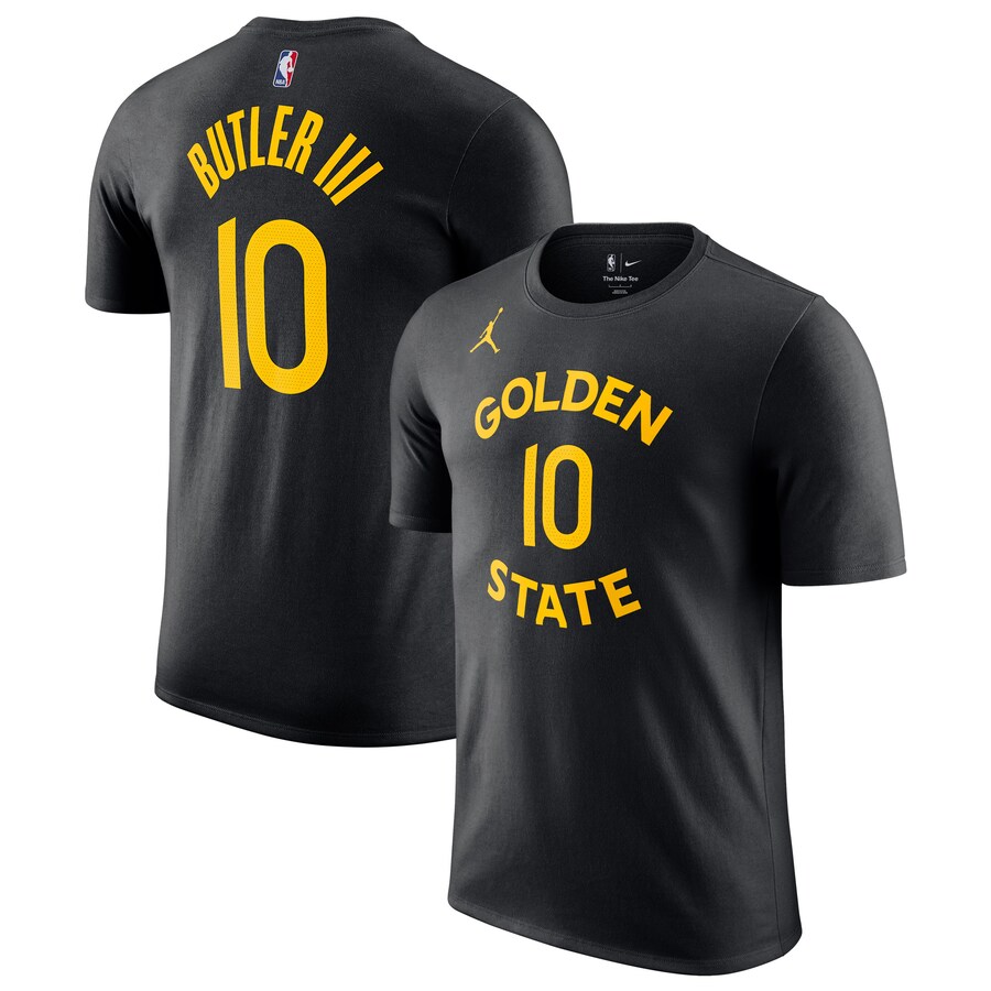 Men's Golden State Warriors Jimmy Butler III Jordan Brand Black Statement Edition Name & Number T-Shirt - U-jersey