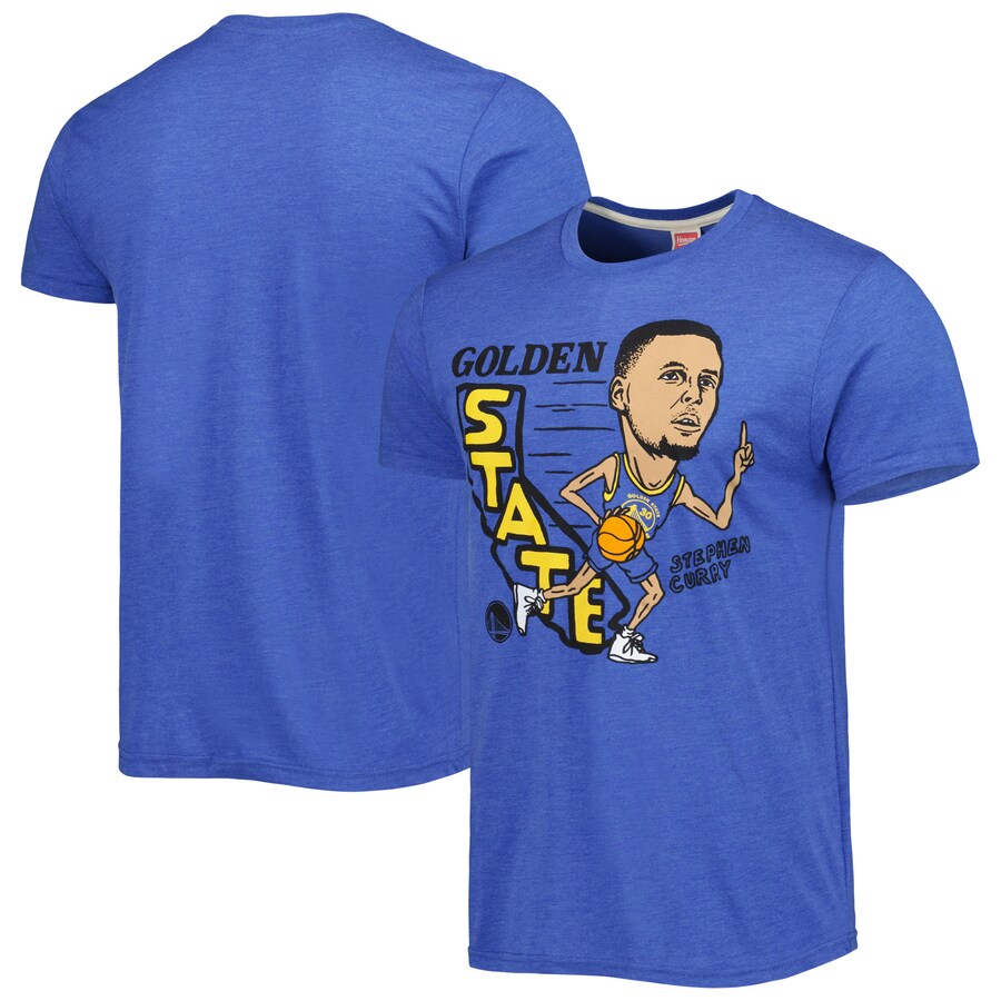 Men's Golden State Warriors Stephen Curry Homage Royal Caricature Tri-Blend T-Shirt - U-jersey