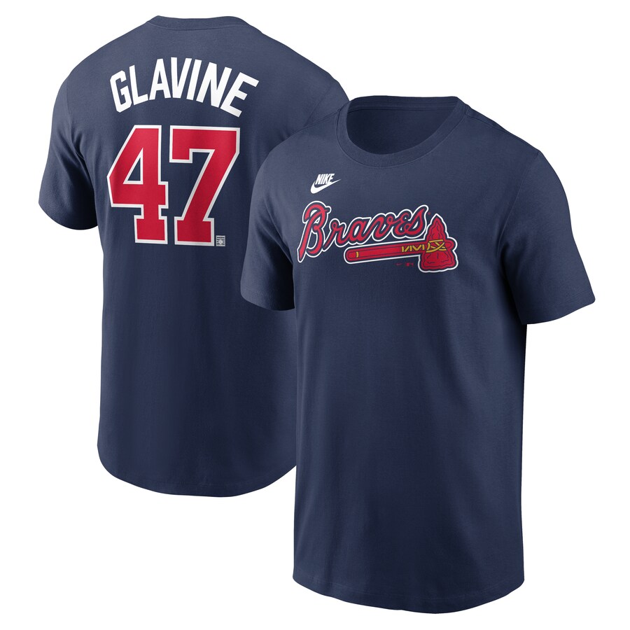 Men's Atlanta Braves Tom Glavine Nike Navy Fuse Name & Number T-Shirt - U-jersey