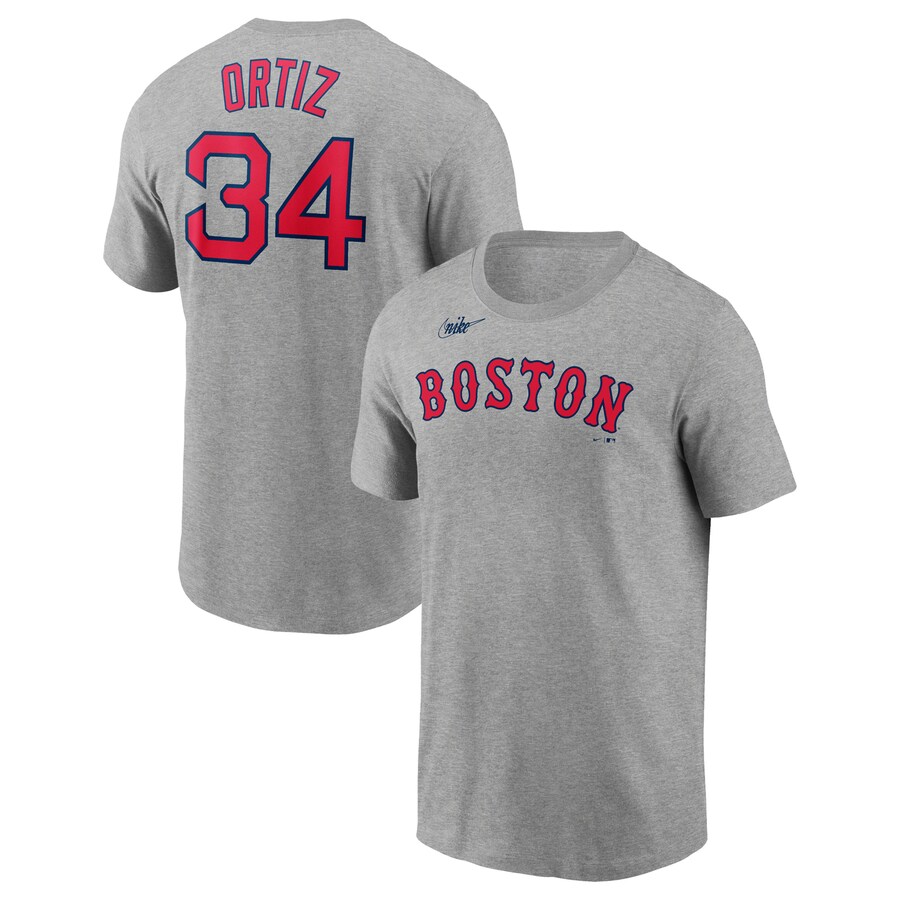Men's Boston Red Sox David Ortiz Nike Heather Gray Name & Number T-Shirt - U-jersey