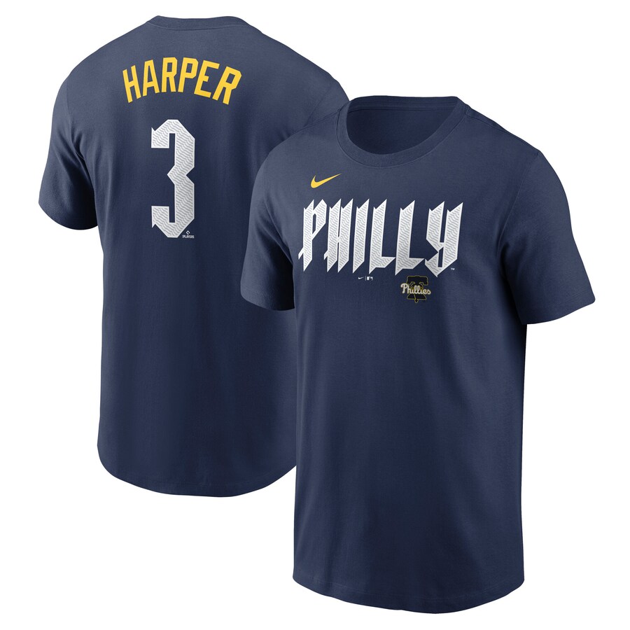Men's Philadelphia Phillies Bryce Harper Nike Royal 2024 City Connect Fuse Name & Number T-Shirt - U-jersey
