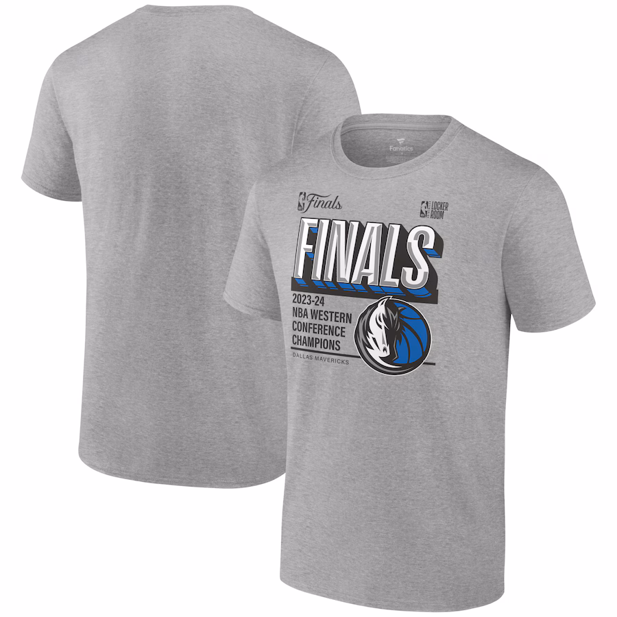 Men's Dallas Mavericks Fanatics Steel 2024 Western Conference Champions Locker Room Post Up Move T-Shirt - U-jersey